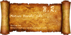 Matus Renátó névjegykártya